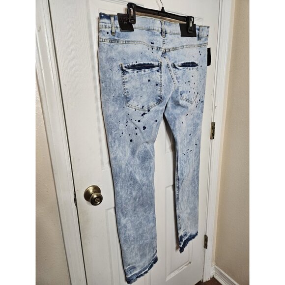 AHP Jeans Blue Acid Light Wash Distressed Cotton Blend Mens Size 40X33 NWT - Picture 11 of 12